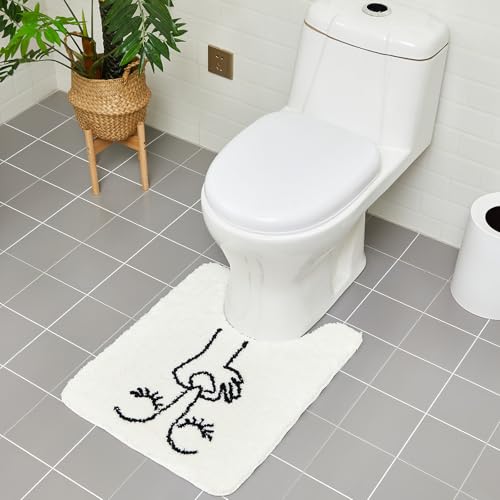 Drydiet U Shaped Toilet Rug Washable Cute Bath Mat 24x20,Stick Figure - style: Bad Smell Humorous