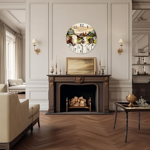 Large Farmhouse Wall Clock 24 Inch Silent Non Ticking - color: Colorful, size: 24 Inch