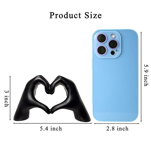 MuSeek Black Heart Hands Sculpture, Small Hand Heart Statue for Shelf Decor, Modern Aesthetic Home Accent for LivingRoom Bedroom Bookshelf Office Desk, Anniversary Valentine Gifts for Women - color: Black Small 5.4 in (L) × 3 in (H)