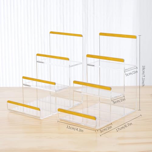 2 Pack 3-Tier Purse Display Stands, Acrylic Wallet Holder Risers Stand, 2-Inch Spacing Clear Clutch Rack Handbag Display Shelf, 4MM Thick Counter Wallet Organizer for Figure Sunglasses Retail Vendor - size: 3 Tier(2pack)