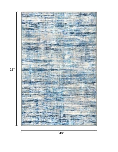 KOZYFLY Abstract 4x6 Rug Washable Mordern Rugs for Entryway Blue Beige - color: Blue Beige, size: 4' x 6' (Rectangular)