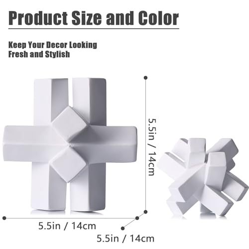 XMGZQ White Knot Statue for Coffee Table Decor,Modern Minimalist Geometric Knot Sculpture and Figurines,Abstract Art Line Decorative Ornaments Knick Knacks for Shelves,Bookcase,Console,Tabletop,Entry - color: White