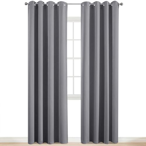 Yakamok Grey Room Darkening Curtains 52x84 inch Gray Grommet-Living Room - color: Grey, size: 52"W x 84"L (Pack of 2)
