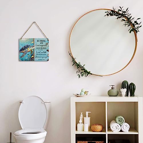 Beach Decor Sea Turtle Gifts Christian Bible Verse Wooden Wall Sign - color: Multi392