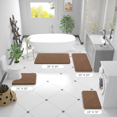 OLANLY Toilet Rugs U-Shaped 20x20, Soft Absorbent Chenille Contour Rugs - color: Mocha, size: 20" X 20" Contour Rug