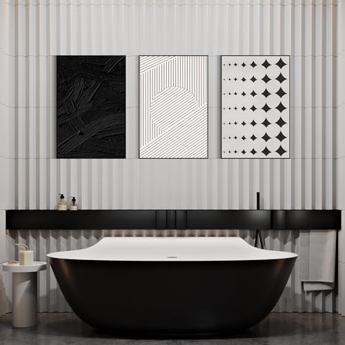 QKF 3Pcs Black White Abstract Geometric Textured Framed Canvas Wall Art Set - color: Simple Black and White, size: 20" X 28" X 3 pieces