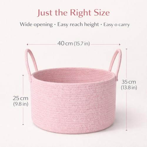 Large Gift Basket Empty to Fill Kit, Woven Rope Basket, Pink - color: Blush Pink, size: Large