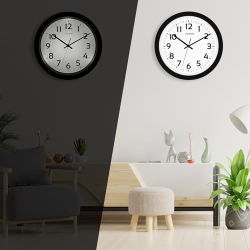 Glow in the Dark Wall Clock for Bedroom Battery Operated Lighted Wall Clock