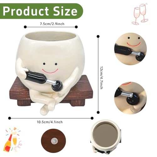 Smiley Face Planter Pot Resin Succulent Planter with Drainage Hole