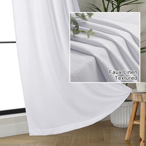 Lecloud White Curtains 63 Inch Length for Bedroom, 2 Panels Set - color: White, size: 40"W x 63"L (Pack of 2)