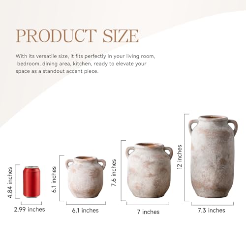 Vanselia Ceramic Flower Vase Home Table Decor Living Room Farmhouse 7.6 in - color: 7.6" Retro