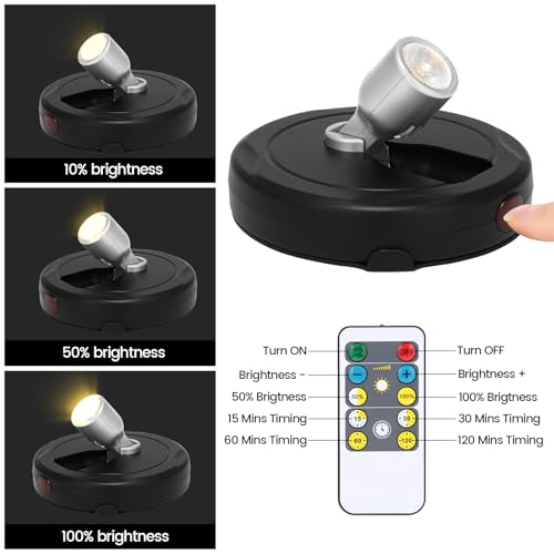 LED Spotlight Battery Operated, Accent Light for Indoor Plant Tree - color: Black+Silver