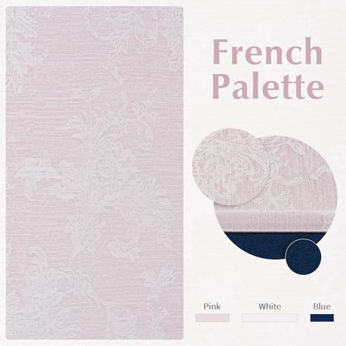 FMFUNCTEX Pink Floral Jacquard Blackout Curtains, 52X108 Inches, 2 Panels - color: Pink, size: 52"W x 108"L (Pack of 2)