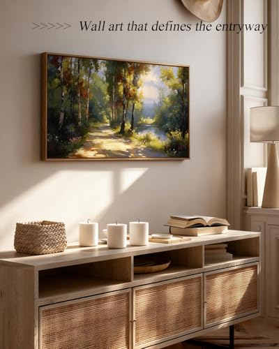 ARPEOTCY Large Landscape Wall Art,Nature Birch Tree Path Painting 20×40 in - color: Birch Tree Path, size: 40"L x 20"W