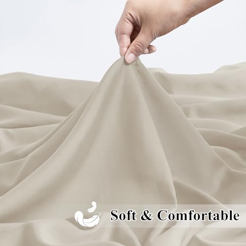 WEST LAKE 90 Inches Long Khaki Pinch Pleated Sheer Curtains for Bedroom Living Room,Plaza Taupe Rustic Textured Drapes with Backtabs,Farmhouse Airy Window Treatment,Custom Multi Sizes,58" Wx90 Lx2 - color: Plaza Taupe, size: 58"W x 90"L (Pack of 2)