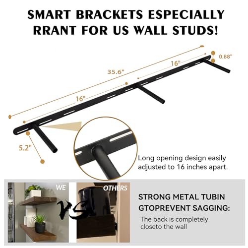 Solid Wood Floating Shelves for Wall 54 Inch,Gold Oak, Set of 2 - color: Gold Oak, size: 54 inch