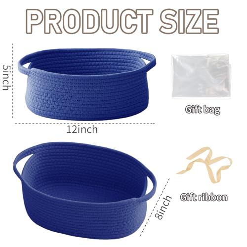 JMvicyroam Small Woven Basket, Empty Gift Basket, Navy Blue/1 Pack - color: Navy Blue, size: 1 Pack