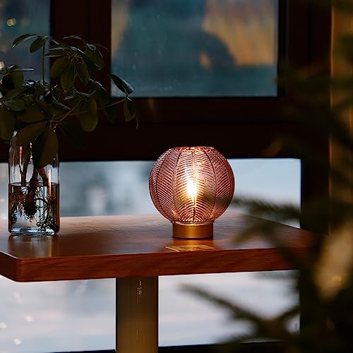LUSHARBOR Battery Operated Decorative Glass Table Lamp with Timer Red - color: Orb-Red