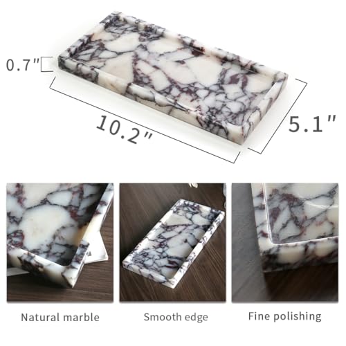 100% Natural Marble Tray, 10"x5" Calaccata Viola Vanity Tray - color: Viola-rectangle-10"x5"x0.7"