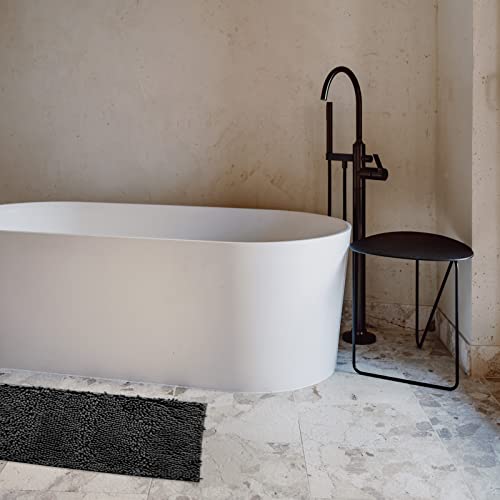 Non-Slip Bath Rug,Extra Soft Microfiber Bedroom Shag Carpet with Anti-Slip Backing,Water/Dust Absorbent Fast Dry Shower Mat,Sound Insulated Stairs Pad,Machine Washable (Black,19 x 31 Inches) - color: Black, size: 19"x31"