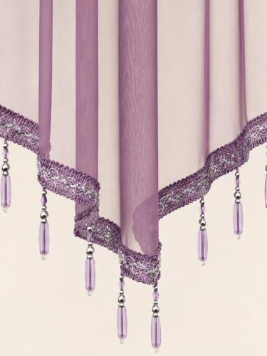 Molaxhome Swag Curtain Scalloped Curtain Valance Drape Sheer Lace Panel 1pc - color: Modena
