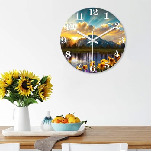 XFM Nature Landscape Wall Clock 20 Inch Sunrise Mountain - color: Yellow3, size: 20 Inch