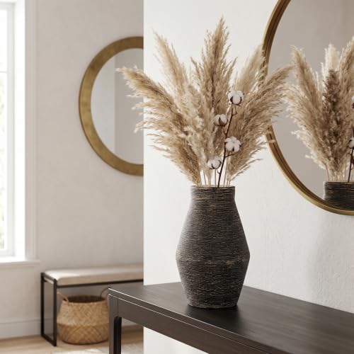 Black Ceramic Flower Vase, 10 Inch - color: Black and Gold, size: 10 inch