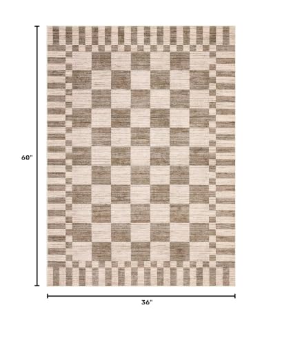 GarveeHome Checkered Rug 3x5 Area Rugs for Living Room Washable Nursey Rug - color: Brown, size: 3' x 5' (Rectangular)