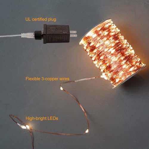 660FT 2000LED Extra Long Fairy Lights Plug in Copper Wire Christmas - color: Copper wire, size: 660FT 2000LEDs
