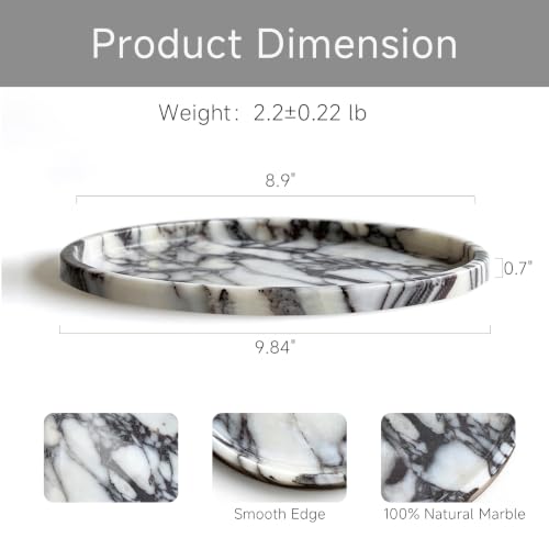 10" Round Calacatta Natural Marble Tray for Jewelry Perfume Home Decor