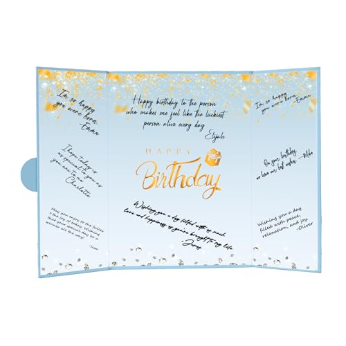 Crenics Dusty Blue and Gold Birthday Guest Sign in Book Alternative 18" x 12" - color: Dusty Blue and Gold