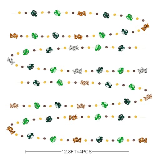 Two Wild Birthday Party Decorations Brown Gold Circle Dot Palm Leaf Jungle Theme Garland 2 Year Old Bday Palm Leaf Dots Streamer for Safari Animal Welcome 2 the Jungle Happy Birthday Party Supplies - color: Two Wild