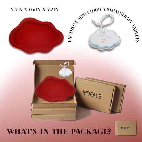 Jewelry Dish Trinket Tray for Women, Ring Dish Holder, Unique Cloud Shape Ceramic Plate Cute Things Vanity Aesthetic Room Decor Mother's Day Birthday (Flocked Scarlett) - color: Flocked Scarlett