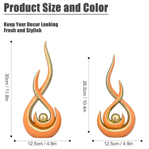 Orange Modern Abstract Art Home Decor Accent,Contemporary Statues Coffee Table Decor for Living Room,Table Centerpieces for Dining Room,Ceramic Sculptures Knick Knacks for TV Stand Show Piece (Orange) - color: Orange
