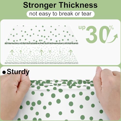 Smiry Disposable Rectangle Plastic 54 x 108 Inch Table Cloth 3 Pack - color: White and Sage Green