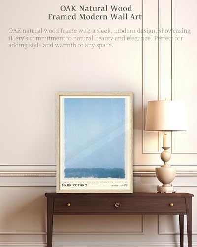 iHery 16x20in Natural OAK Wood Framed Light Blue Abstract Wall Art - color: OAK Framed Rothko Blue, size: 20"L x 16"W