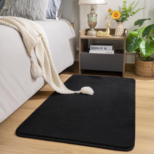 Amearea Modern Washable Runner Rugs, 2x4 Feet Black Bedroom Runner Rug - color: Black, size: 2' x 4' (Runner)