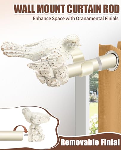 1 or 7/8 Inch Bird-Shaped Decorative Finials for Curtain Rods White Curtain Rod Ends Metal Curtain Rod Finials Ends Easy to Install Set of 2 Rod End - color: Weathered White