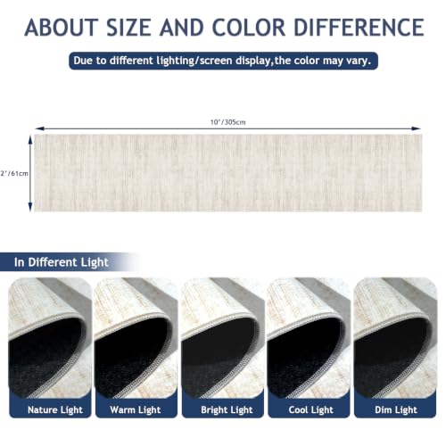 2x10 Runner Rug Non-Slip,Modern Abstract 10ft Washable Runner Rugs for Hallways, Ultra-Thin Long Kitchen Rug Runners,Stain Resistant Floor Carpet for Bedroom,Laundry Room,Entryway(Beige,2'x10') - color: Beige, size: 2' x 10' (Runner)