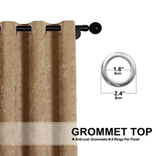 ELKCA Double-Sided Chenille Window Curtains for Living Room Coffee Curtain for Bedroom,Grommet Top,2 Panels, 52" W x63 L - color: Coffee, size: 52"W x 63"L (Pack of 2)