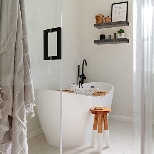 QEEIG Bathroom Floating Shelves for Wall (Grey, Set of 2, 15.7") - color: D. Grey, size: 15.7"