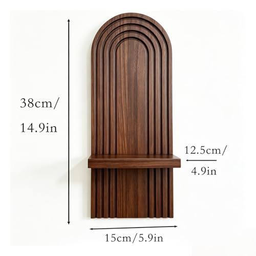 Boho Rattan Wall Floating Shelves Set of 2, Mid Century Modern Natural Wood Wall Mounted Shelves, Decorative Wall Shelf for Living Room, Bedroom, Bathroom, Office, Plant Display & Home Decor (Brown) - color: Brown