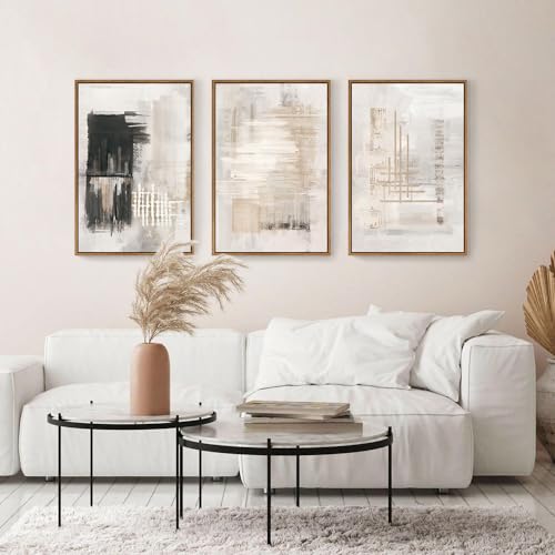 HPINUB Modern Abstract Canvas Art Prints, Black and White, 24"x36", 3-Pack, Neutral, Bedroom, Living Room, Office, Bathroom, Dining Room - color: Abstract Black and White Wall Art, size: 24"L x 36"W