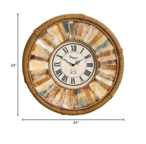 Handcrafted 24“Vintage Wall Clock, Silent Quartz Roman Numeral Farmhouse