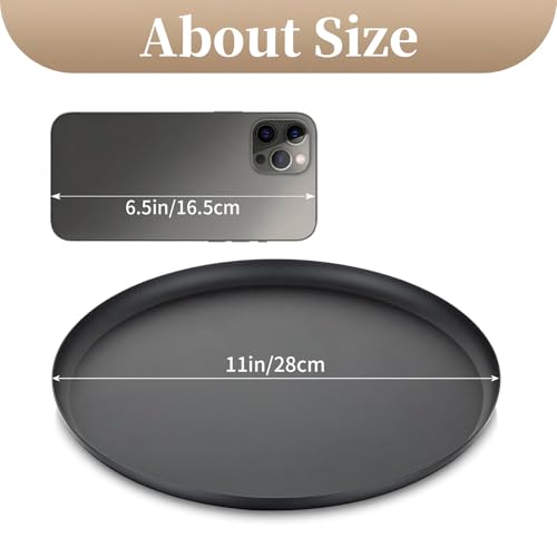 Sziqiqi Candle Holders Round Tray - 11 inches Black Metal Candle Tray for Table Centerpiece Pillar Candle Holder for Home Decorative Moderrn Candle Tray for Coffee Table Bathroom