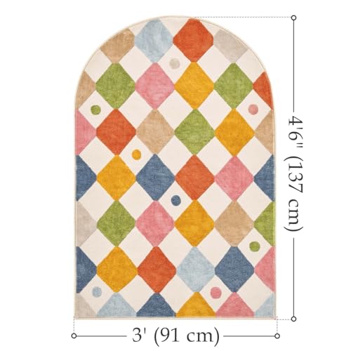 jinchan 3x5 Washable Kids Rug Colorful Nursery Study Corner Arch Chair Mat - color: Diamond Circus, size: 3' x 4'6" (U-Shape)