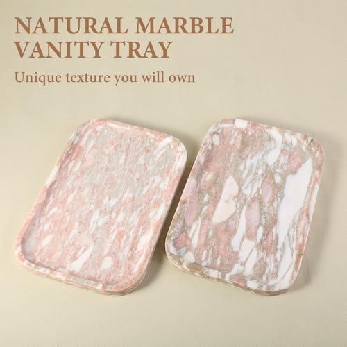 Karibiber Marble Vanity Tray, Marble Bathroom Tray Countertop, Decorative Tray for Dresser, Rosso Red Stone Serving Trays for Kitchen, Perfume, Jewelry Candle Holder, Catch All - color: Norway-rosso Red