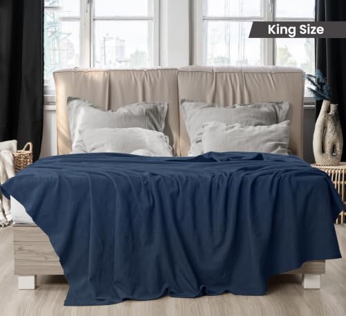 Utopia Bedding 100% Cotton Thermal Blanket Navy King, 90x108 Inches - color: Navy, size: King