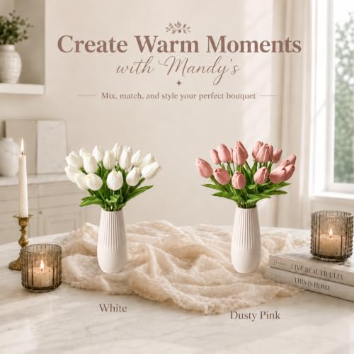 Mandy's 20 Stems Dusty Pink Artificial Tulip Flowers for Home Centerpieces - color: Dusty Pink 20pcs
