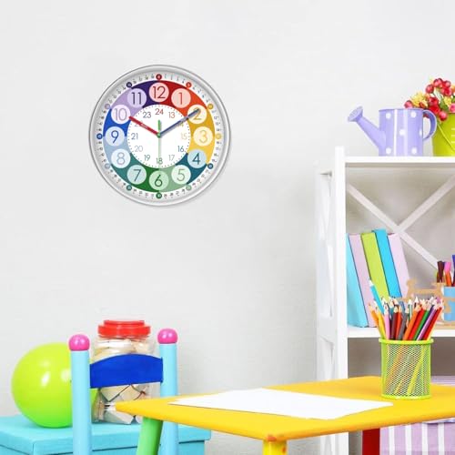 XFM Learning Clock for Kids 12 Inch Colorful Teaching Time - color: Colorful2, size: 12 Inch-1pcs